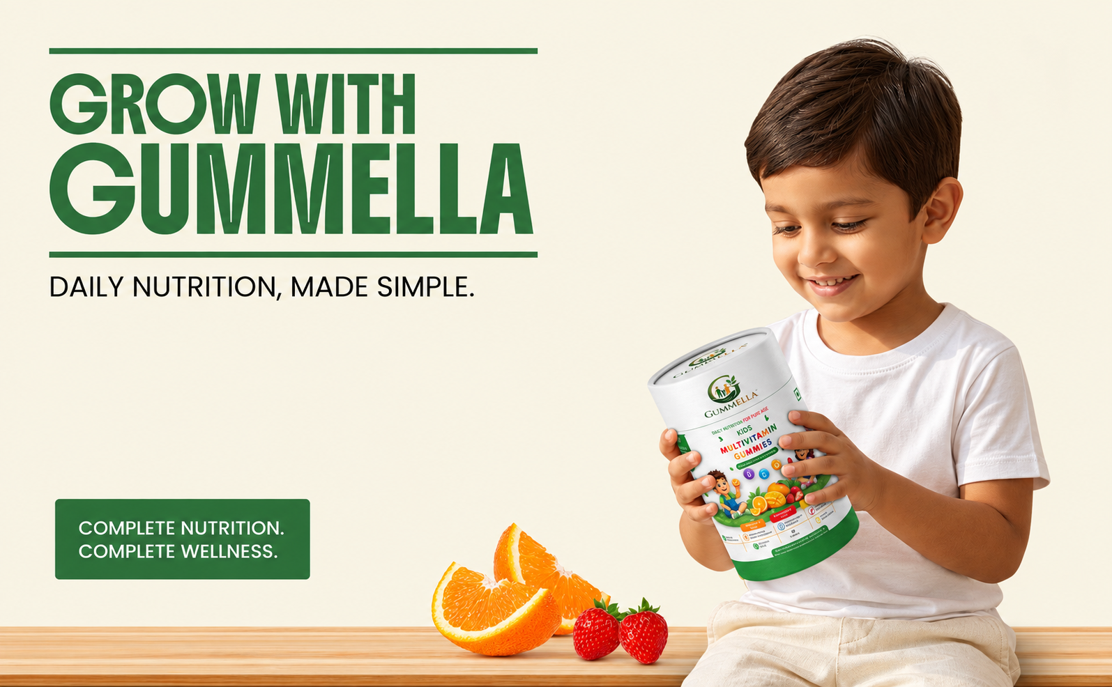 Grow with Gummella — a child holding the product